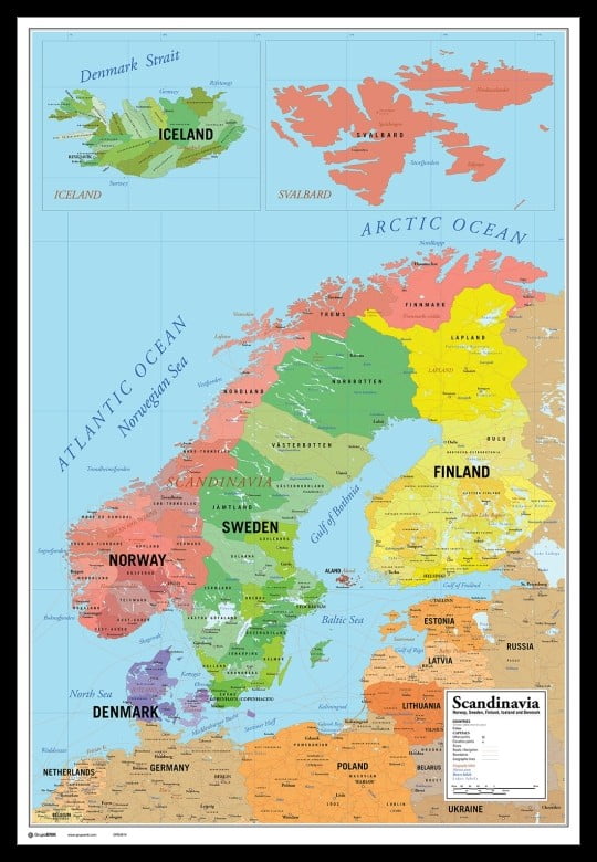 Scandinavia Map Poster Poster Print picture relating to Scandinavia Map Printable referred to as Scandinavia Map Poster Poster Print